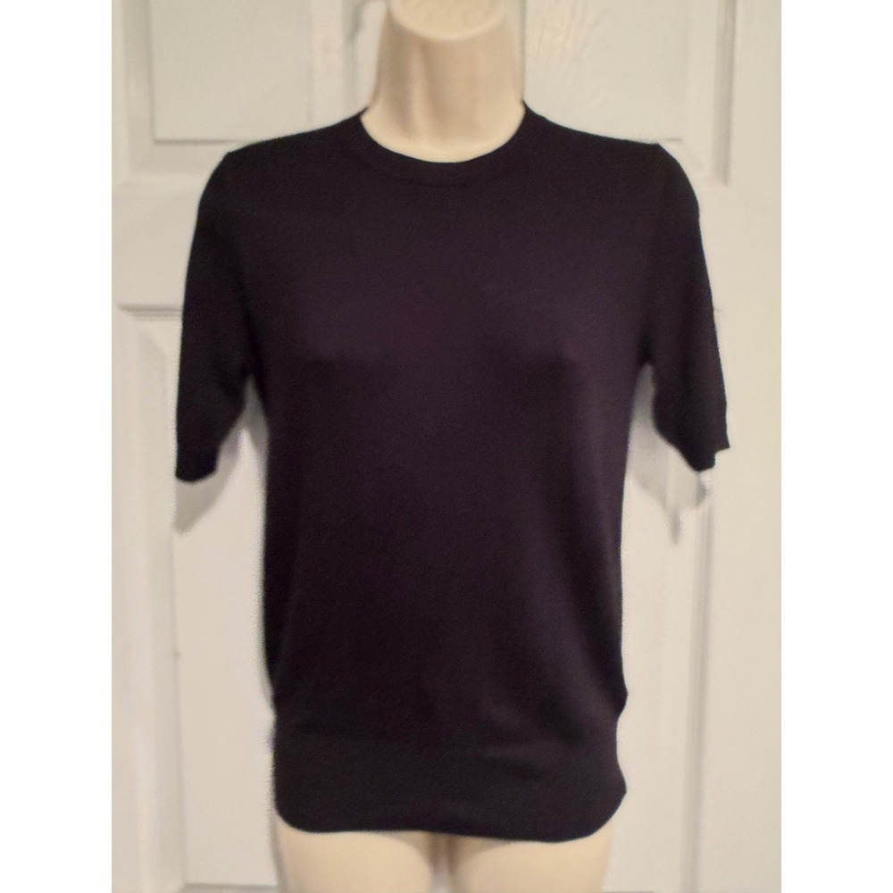 Zara Basic Black Short Sleeve Knit Crew Neck Top S Minimalist whimsigoth